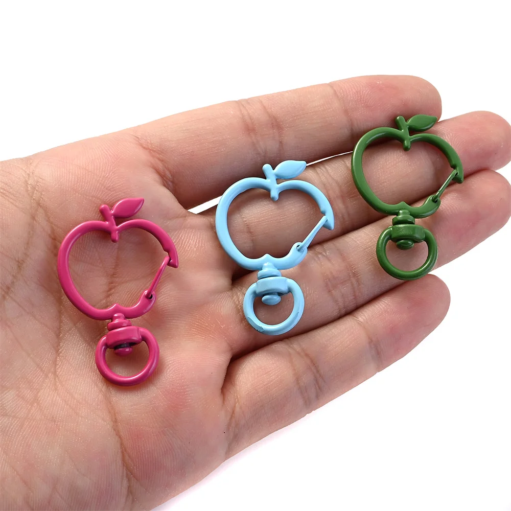 Set of 5 Apple-Shaped Snap Buckles with Lobster Clasps