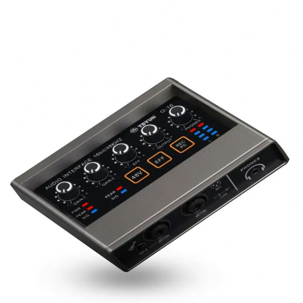 

Professional Recording Sound Card DSP Reverberation 48V Computer Phone K Song Sound Card Musical Instrument Live Sound Card