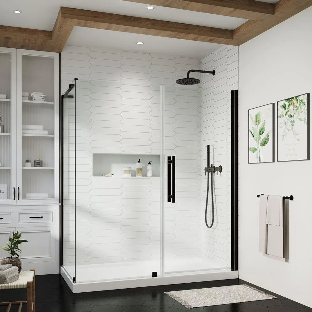 Corner Pivot Frameless Shower Door 60" in Oil Rubbed Bronze Shower Doors 4