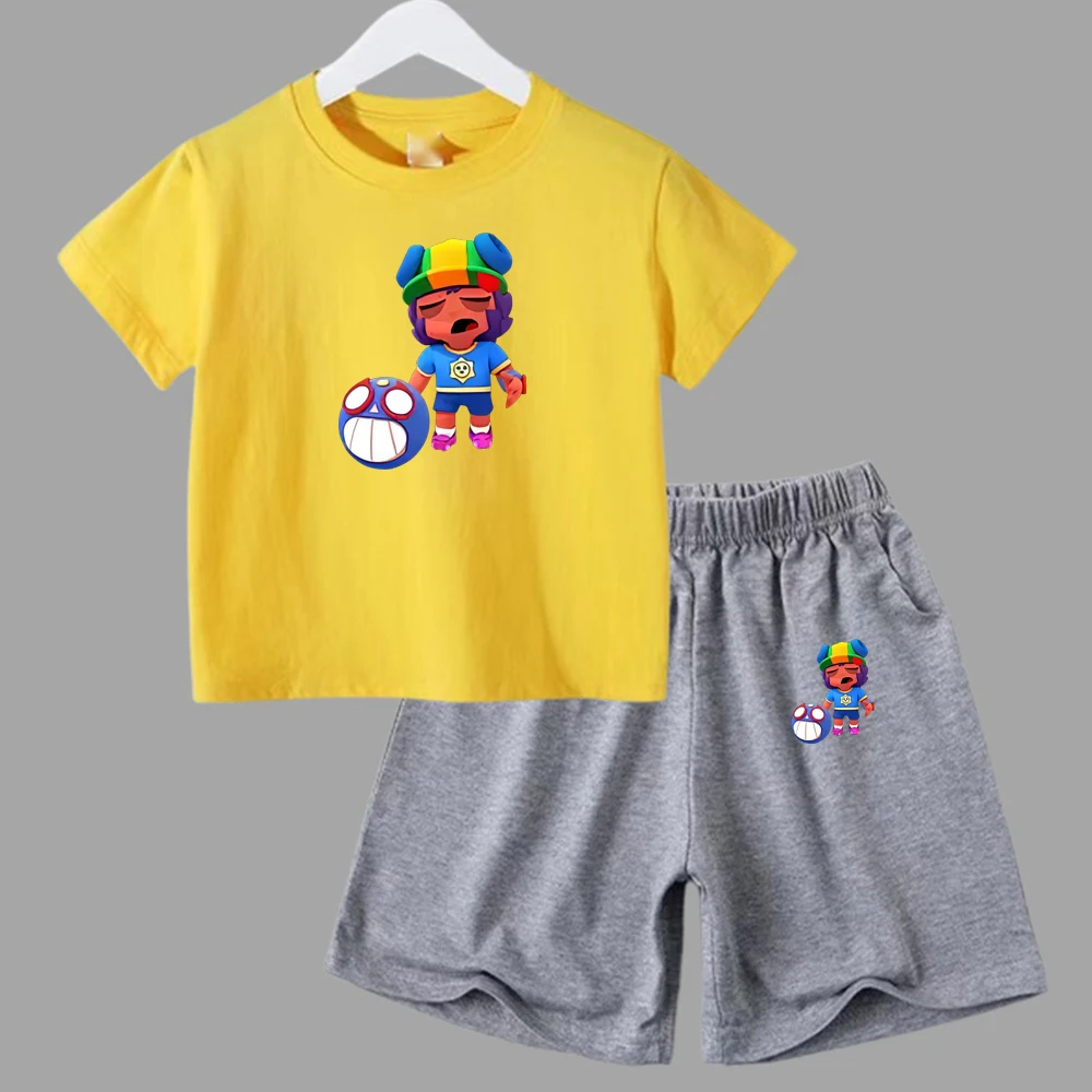 thumbnail image 1 of Conjunto de 2 piezas de camiseta y pantalones cortos divertidos de verano para niños y adolescentes, juego de lucha de algodón, Anime, Cosplay, ropa informal para niño y niña, conjunto para bebé, 1 of 5