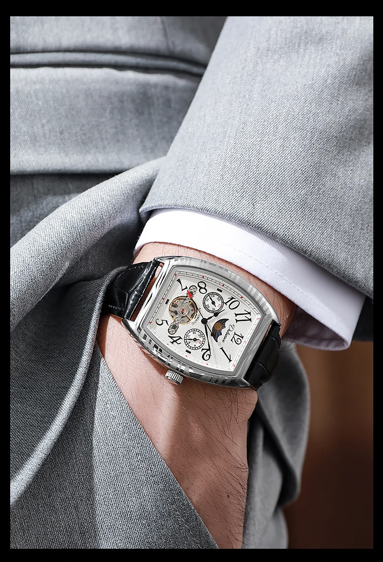Top-Marke Luxus Tourbillon Mechanische Uhr Für Männer Mode Schwarz Stahl Wasserdicht Mondphasen Automatische Uhr Reloj Hombre_voghion.com