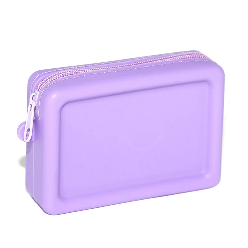 Silikon Veranstalter Kosmetik tasche Vintage wasserdichte glatte Reiß verschluss Kopfhörer halter Macaron Farbe Brieftasche Geldbörse tragbare Tasche – Detail 7