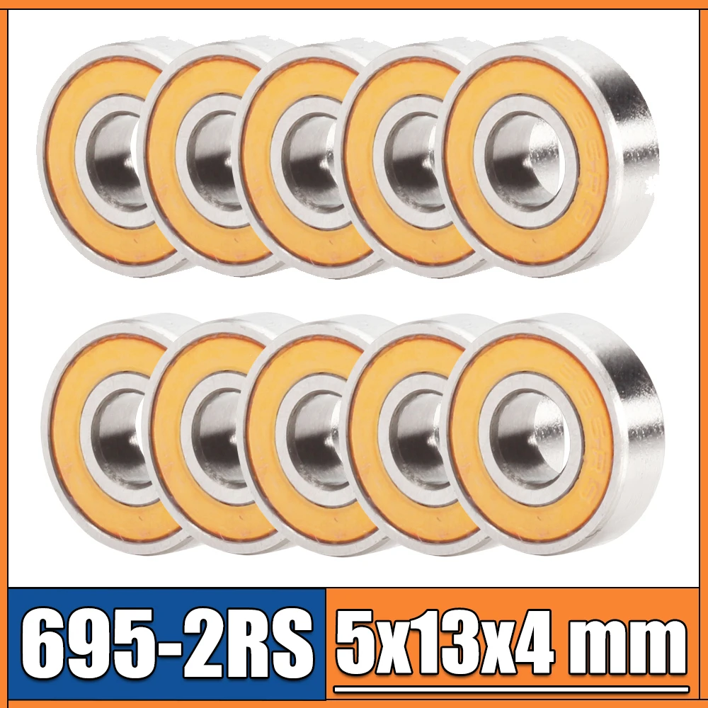 695-2Rs Cuscinetto Abec-3 10Pcs 5X13X4Mm Miniatura Cuscinetti A Sfera 695Rs 619/5Rs Z2V1 Arancione Cuscinetto Sigillato 695 2Rs