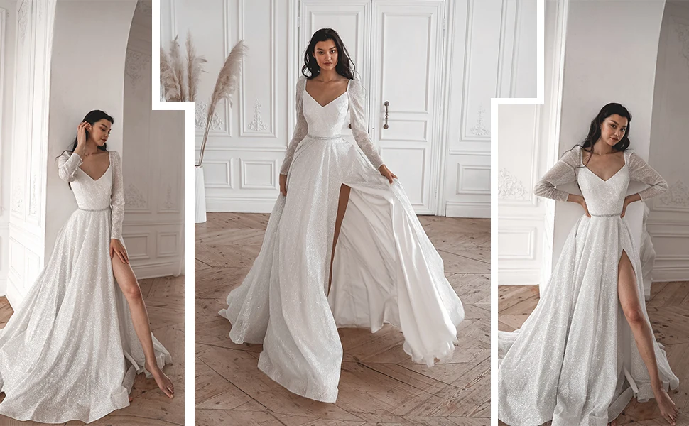 Vestidos de novia de manga larga para novia