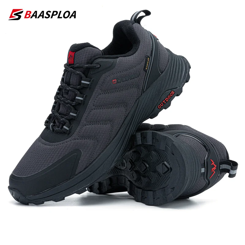 Hiking Shoes Baasploa Men's Hiking Shoes Non-slip Wear-resistant Outdoor Travel Shoes Fashion Waterproof Warm Sneakers Climbing