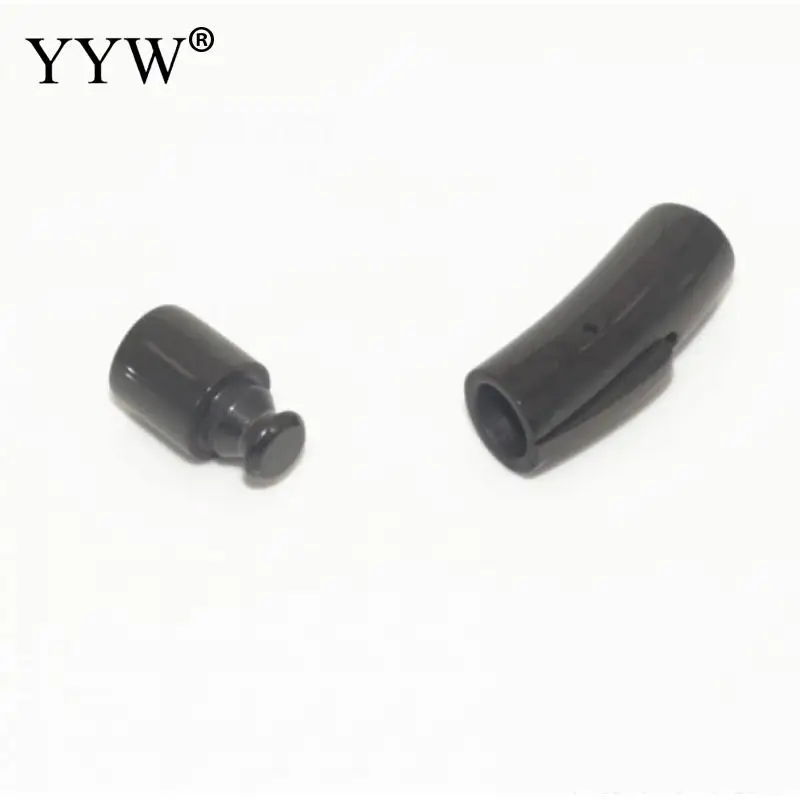5pcs Stainless Steel Bayonet Clasp 8mm Hole Push Lock Black Buckle Leather Cord Clasps For Diy Bracelet Jewelry Making