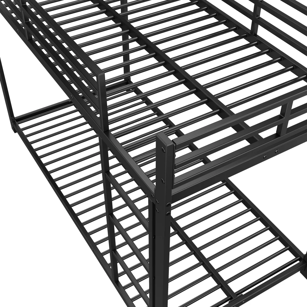Klassische Etagenbetten aus Eisen für Kinder, 140 x 200 cm/ 90 x 200 cm – robuste Kinderbetten aus Metall, platzsparendes Design mit Sicherheitsstange – Detail 19