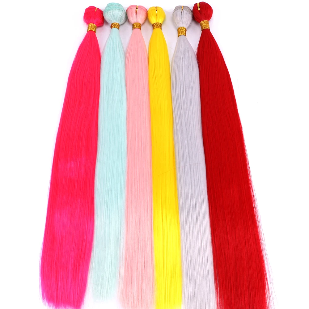 Synthetic Sliky Straight Hair Bundles 22 Inches High Temperature Synthetic Colorful Hair Extensions Long Ponytail for Women