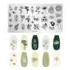 Leaves Flower Nail Art Stamping Plates Triangle Drawing Template Geometric Stripe Line 3D Image Stencil Mold Printing Tools 2