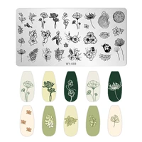 Leaves Flower Nail Art Stamping Plates Triangle Drawing Template Geometric Stripe Line 3D Image Stencil Mold Printing Tools 2