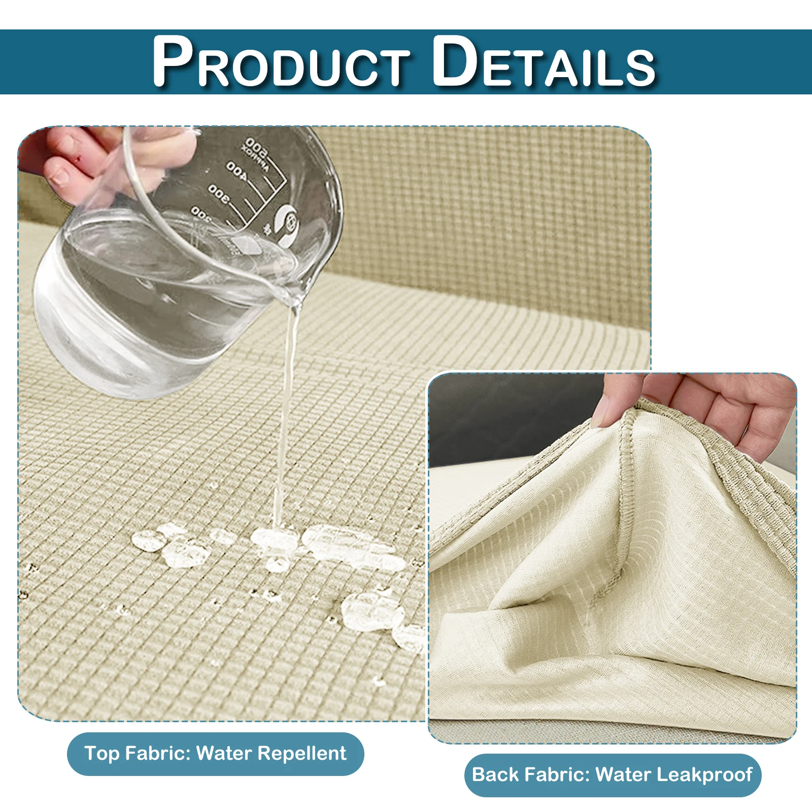 Stretch Sofa Cushion Cover Patio Waterproof Jacquard Sofa Seat Furniture Protector Slipcover with Elastic Bottom For Living Room 4