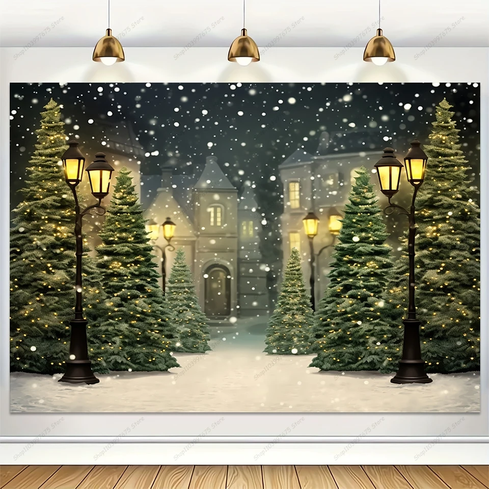 Toile De Fond Photo Hiver/Noël – 2,4 X 1,8 M – Scène Neige Avec Sapin Et Renne – Idéal Pour Séances Photo, Fêtes, YouTube