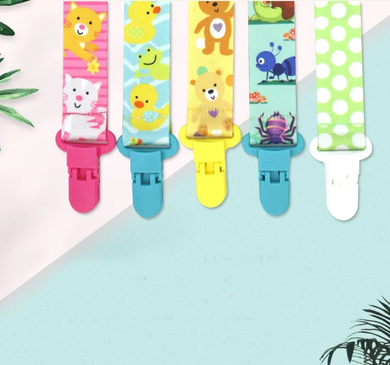 Cartoon Fixed Button Baby Pacifier Clip Chain Ribbon Dummy Soother Holder Chain Anti-drop Buckle Strap for Pacifier Baby Feeding