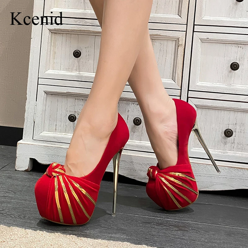 

Kcenid Spring Sexy Wedding Party Pumps Super High Heels Women Elegant Platform Sandals Fashion Round Toe Thin Heel Shoes Woman