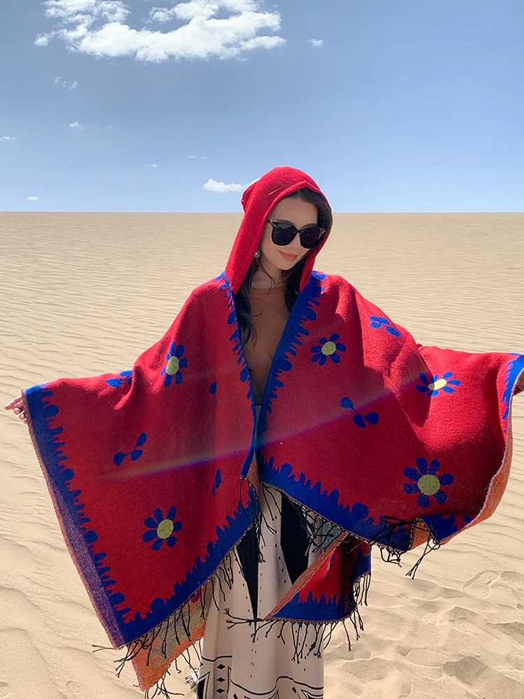 

Винтажные вязаные накидки GypsyLady в стиле бохо, толстые теплые зимние женские накидки в этническом стиле хиппи, накидки, пончо, верхняя одежда, новинка