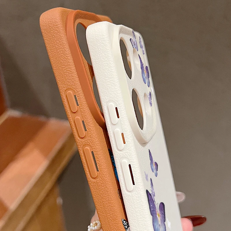 Butterfly Design Leather Texture TPU Phone Case