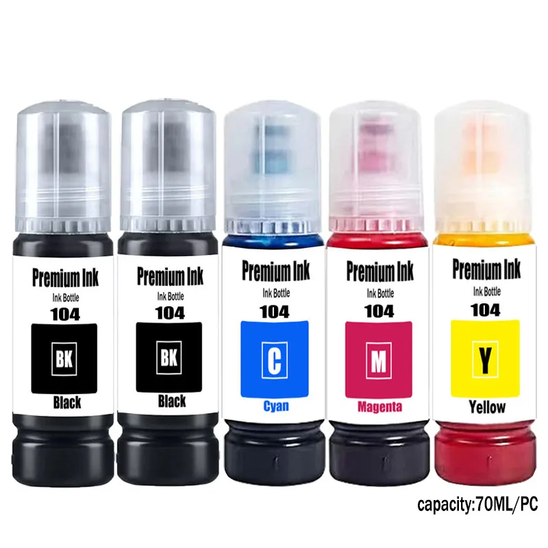 엡손 에코탱크 ET-2821 ET-2825 ET-2826 ET-2830 프린터용 104 프리미엄 컬러 호환 대용량 병입 수성 리필 잉크