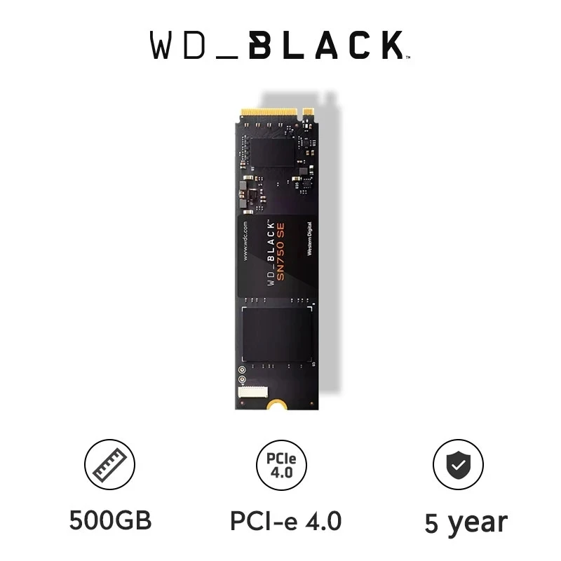 se 1tb 500gb 250g Nvme Unidade de Estado Sólido Interno Gen4 Pcie M.2 2280 até 3600 mb s Ssd Jogo Interno Original wd Preto Sn750 - Imagem 2