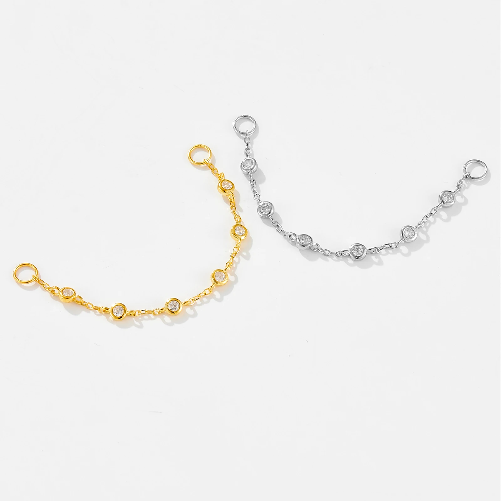ANDYWEN 925 Sterling Silver 5.5cm 6cm Spare Parts Chains For Stud Earring Piercing Hoops Drop Earring Women Fine Jewelry Gift 5