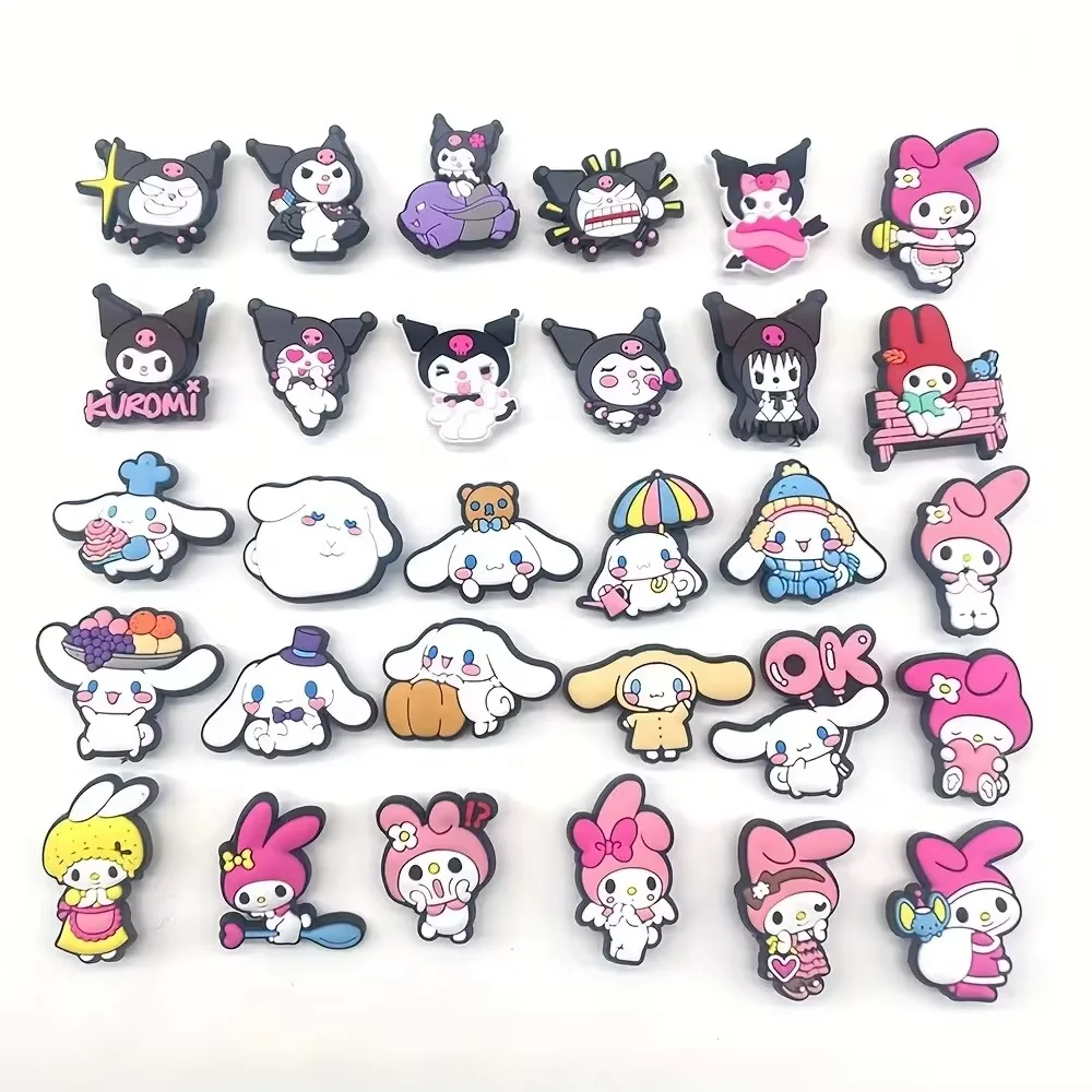 Shoe Charms MINISO 10/30pcs Sanrio Shoe Decorations Accessories Charms For Clogs Bogg Bag Bubble Slides Sandals Gift Idea for Birthday