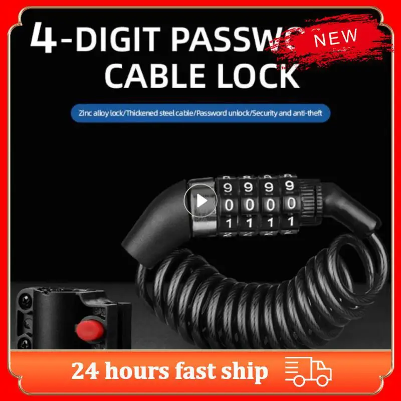 4-position Lock Anti-theft Abrasion Resistant Wire Rope Chain Bike Code Lock Protable Black Cipher Trunk Anti-prying