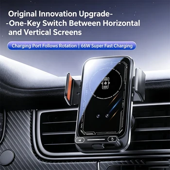 Supporto per Telefono da Auto con Caricatore Wireless 15W e Cablato, Rilevamento Automatico, Rilascio e Rotazione con Un Tocco, Base per Cellulare