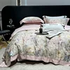American Style Vintage Flowers Prints Luxury Bedding Set 1000TC Egyptian Cotton Duvet Cover Set Flat/Fitted Bed Sheet Pillowcase 1