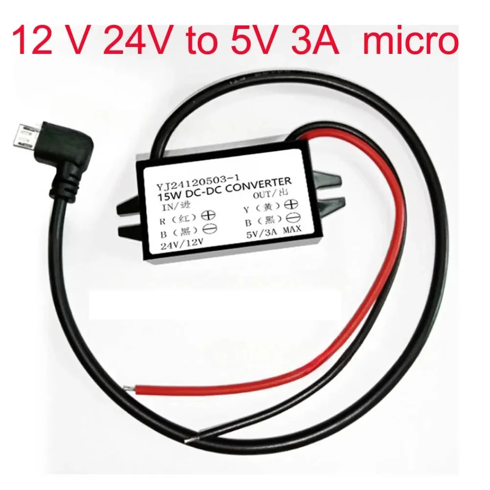 12V-24V to 5V 3A Out Car Phone Charger Adapter DC DC Step Down Power Converter 12 Volt to 5 Volt micro USB C Converter Mini image 8