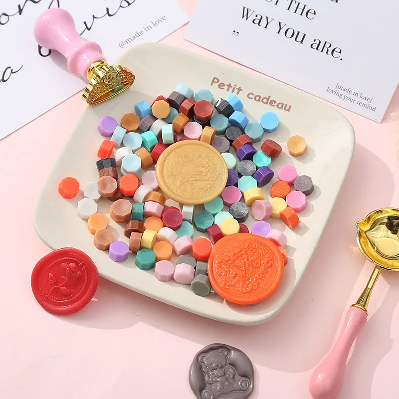 해바라기 발광 왁스 씰, 형광 반투명 왁스 과립, DIY 봉투 장식 재료, 100 개 