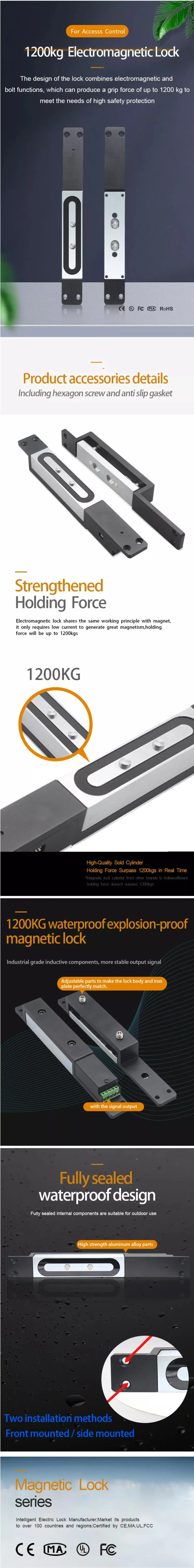 1200 KG Force Waterproof and Explosion-Proof Shear Electric Magnetic Bolt Lock f