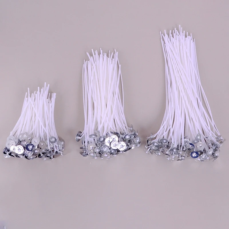 Smokeless Candle Wicks 8-16cm Pre-Waxed Cotton Core Wicks with Metal Sustainer Tabs DIY Handmade Candle Making Tools