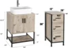 36" Bathroom Vanity Sink Combo Modern Metal Stand Cabinet W/Bottom Shelf & Storage Side Cabinet White Rectangle Vessel Sink 2