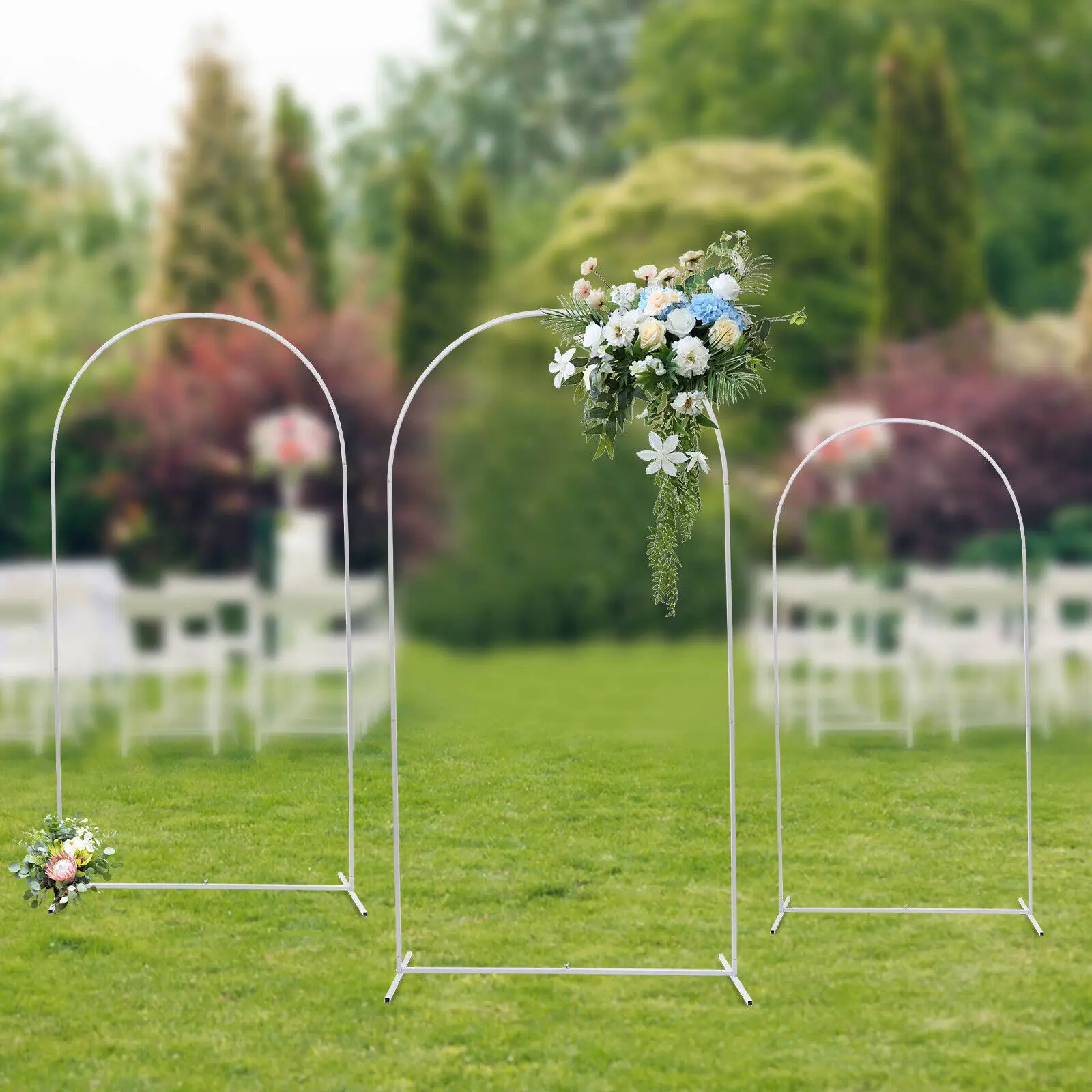 Metal Stand Wedding Arch Backdrop Stand Balloon Arch Backdrop For Ceremony Party Yard Venue Decor 3Pcs