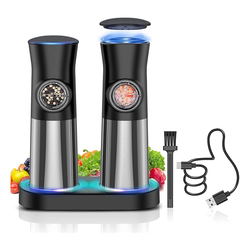 

Gravity Salt And Pepper Grinder Rechargeable Automatic Pepper Mill Grinder, Adjustable Coarseness