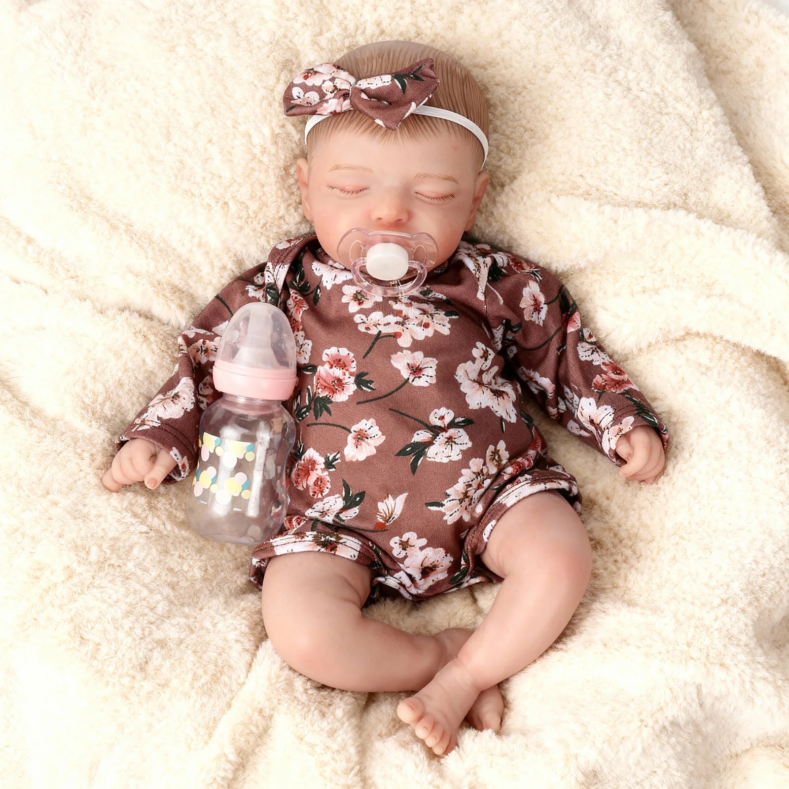 20" Sleeping Reborn Baby Doll – Soft Cloth Body with Feeding Toy 2