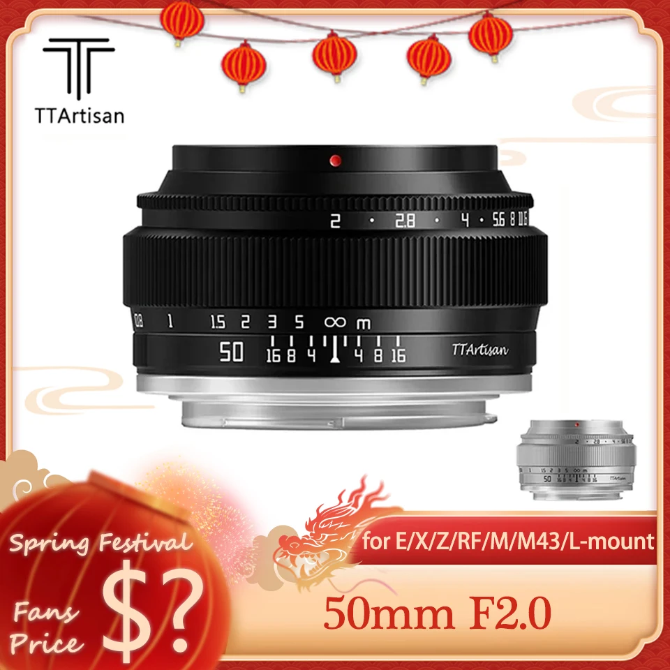 Obiettivo Per Fotocamera Ttartisan Full Frame 50Mm F2.0 Mf Per Canon M1 M50 Canon Rp Nikon Z5 Sigma Fp Olympus Epl9