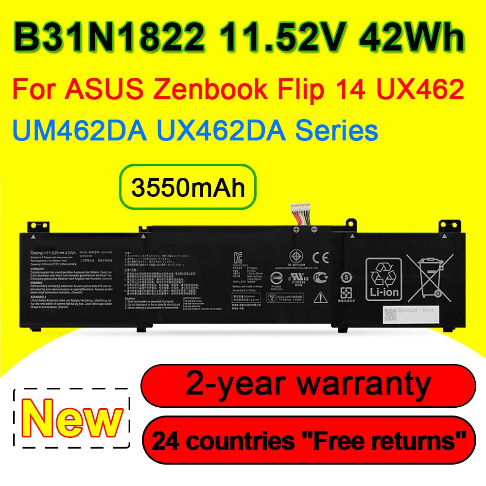

11,52 V 42Wh B31N1822 Аккумулятор для ноутбука ASUS Zenbook Flip 14 UX462 UM462DA-AI012T AI014T AI015T UX462DA-2G Q406DA Series