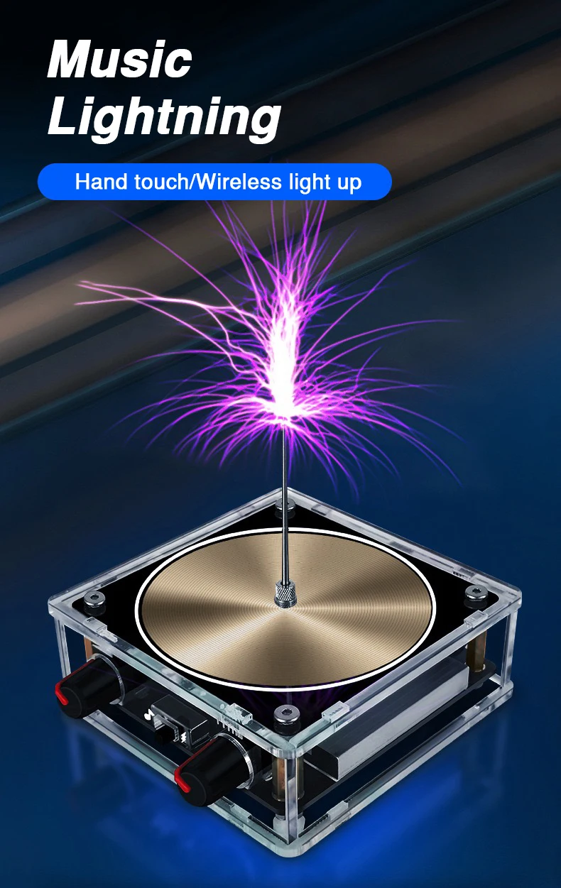 Music Tesla Coil Bluetooth/AUX Dual Mode Music Box Artificial Lightning Touchabl