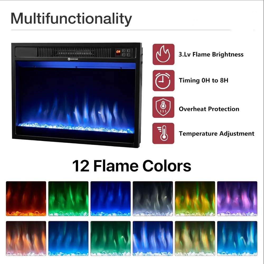 Electric Fireplace with 67" Mantel, Fireplace TV Stand with Storage Shelves, 23'' Multifunctional Fire Places Insert Heater. 4