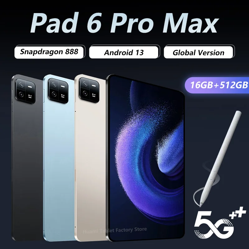 Versión Global 2024 Original, tabletas HD 4K Pad 6 Pro, Snapdragon 888, Mi PC, 11 pulgadas, Android 13, 16GB + 1TB, 5G, Tarjeta SIM Dual, WIFI Tab