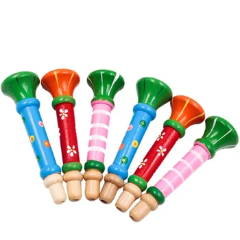 1PC Colorful Wooden Trumpet Bugle Toy Musical Instrument for Children Whistle Baby Learning Educational Toys Kids Music Games 1