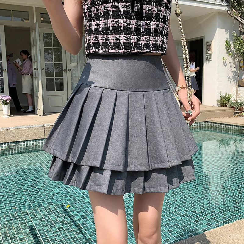 

Женская плиссированная юбка, Повседневная однотонная трапециевидная юбка с завышенной талией, модель Y2k в Корейском стиле на лето, 2023