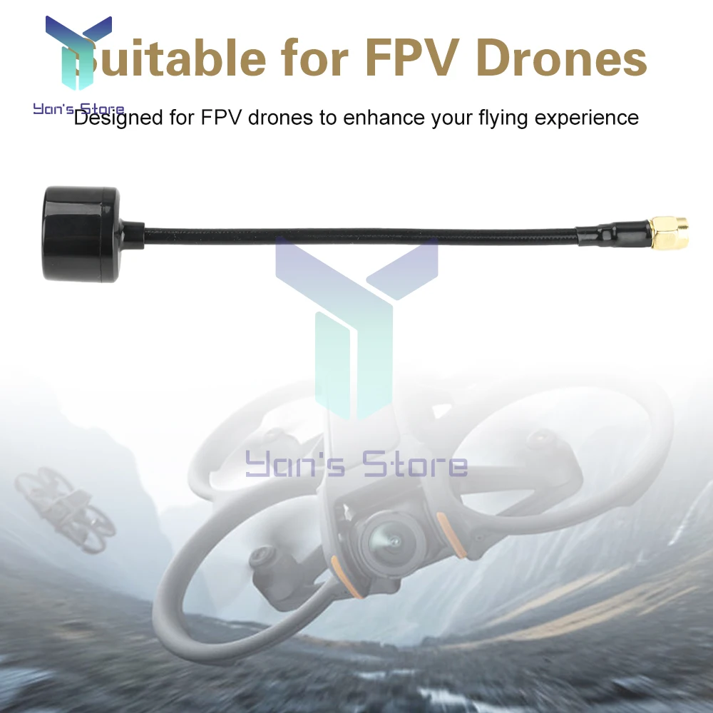 Gros plan sur le connecteur SMA de l'antenne FPV 4.5dBi 160mm 3.3GHz pour drone