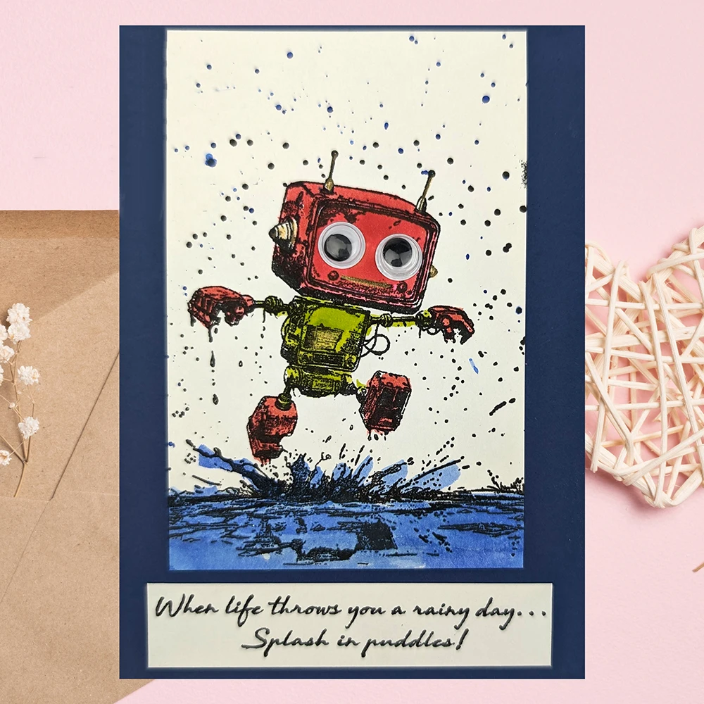 Bot-ology Better Together Clear Stamps for Card Making Transparent Silicone Stamps Robot Rubber Seal for DIY Scrap