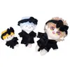 New Cute 10cm Cotton Doll Velvet Pajamas Clothes with Headband for 1/12 BJD Doll Sleep Clothes Bathrobe Accessories 3