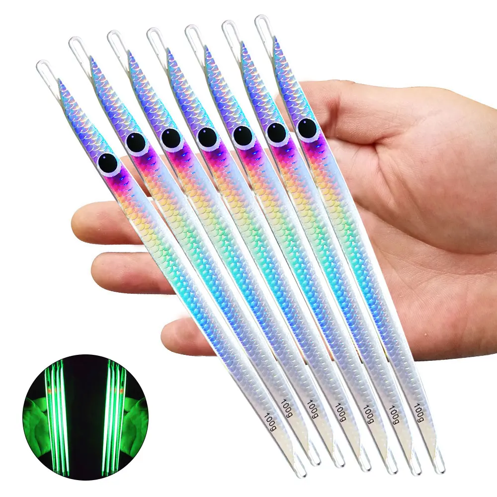 

1PC 80g100g Fast Jig Speed Falling Lure Fishing Glow Angler Metal Vertical Hard Bait Boat Sea Sinking Jigging Leurre Bait