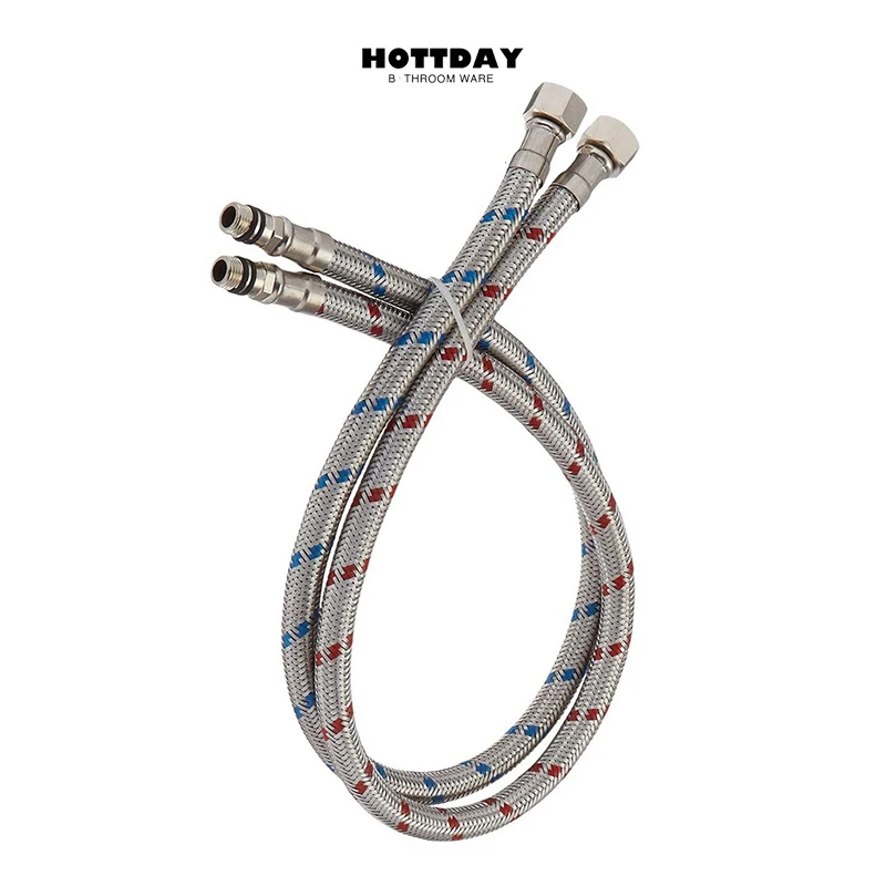 Bathroom Hose Stainless Steel Flexible Plumbing Pipes Basin Faucet Hot and Cold Water Kitchen Sink G1/2 G3/8 G9/16 1 Pair shower water hose