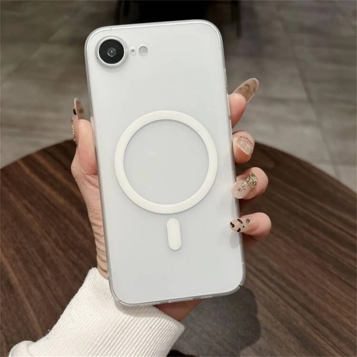 Galful Custodia per iPhone 16 Pro Max magnetica con nastro, trasparente, sottile, con cordoncino rimovibile da appendere, rigida e trasparente