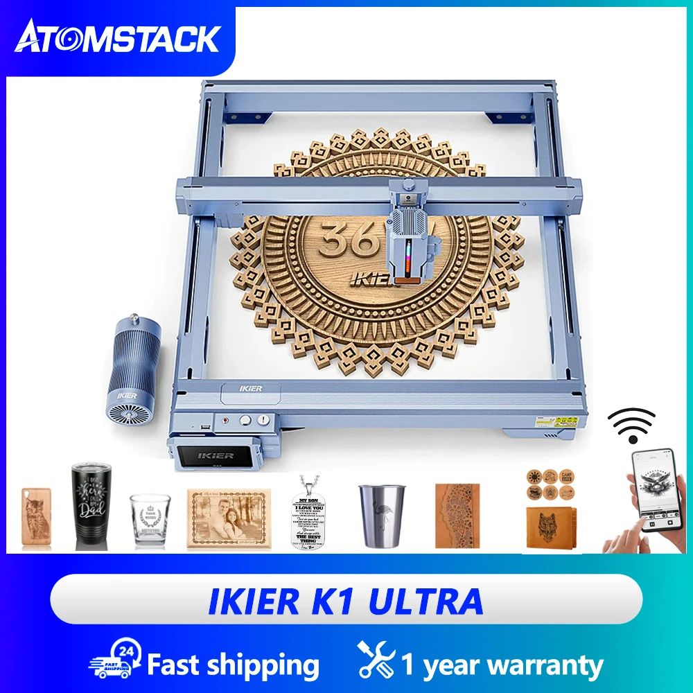 

Atomstack iKier K1 Ultra 36W Output DIY Laser Engraving Cutting Machine CNC Motorized Z-Axis Smart Focus 800mm/S Working Speed