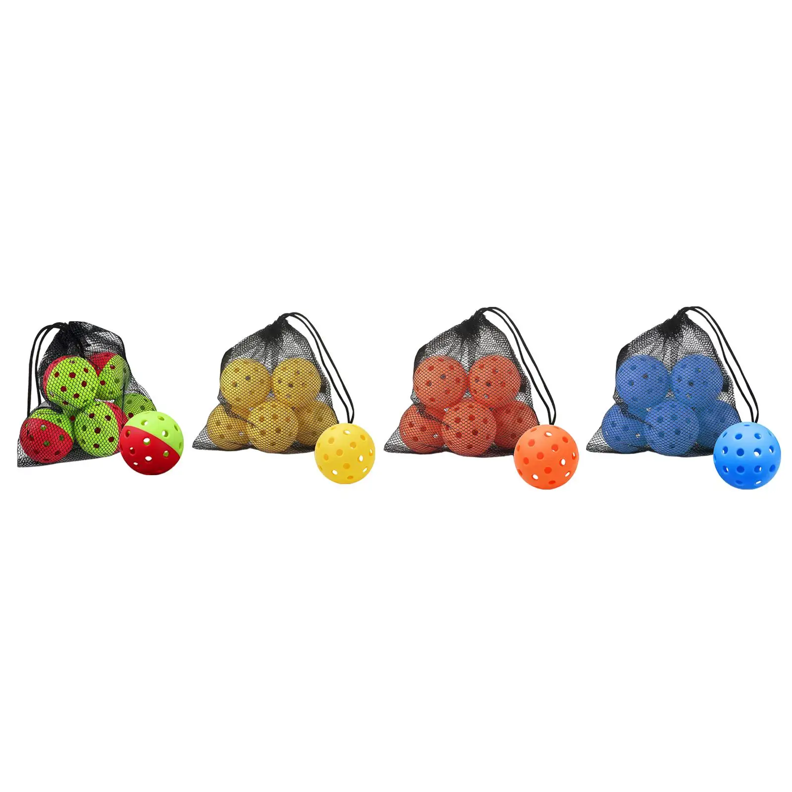 Pack of 6 Pickleball Balls Outdoor pickle balls with net bag for tournament play